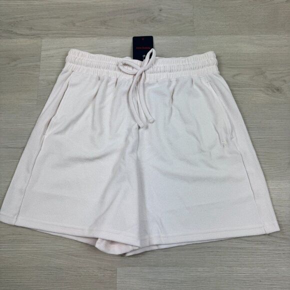 Tommy John Waffle Lounge Shorts Womens Large Pastel Parchment Pajama Pockets - Picture 1 of 3